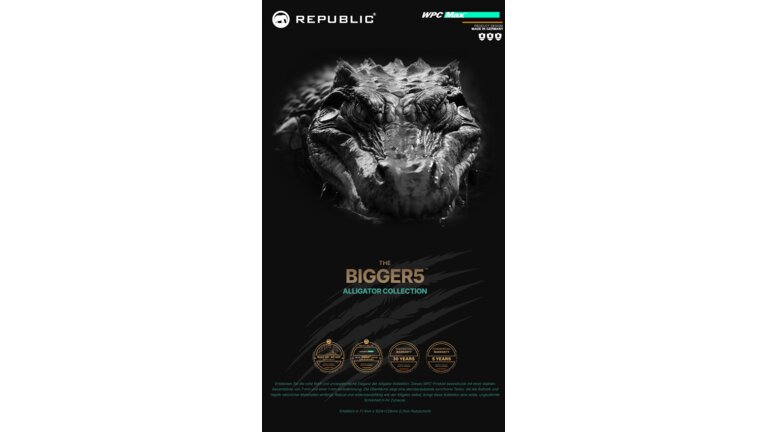 Alligator, starke Textur, "THE BIGGER5", "ALLIGATOR COLLECTION"